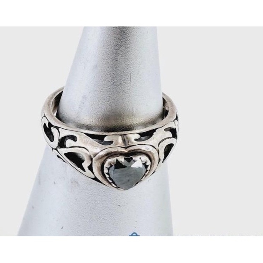 Vintage Antique Designer WM Co Hematite Sterling‎ Silver 925 Ring 3.7g - Size 6